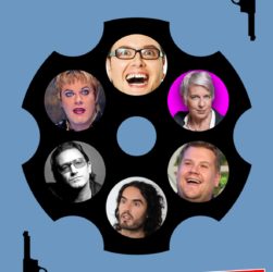Alan Carr, Eddie Izzard, Katie Hopkins, Bono, James Corden, Russell Brand, all playing Russian Roulette